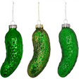 4E’s Novelty 3 Pack Blown Glass Pickle Ornament for Christmas Tree - 4” Christmas Pickle for Traditional German
