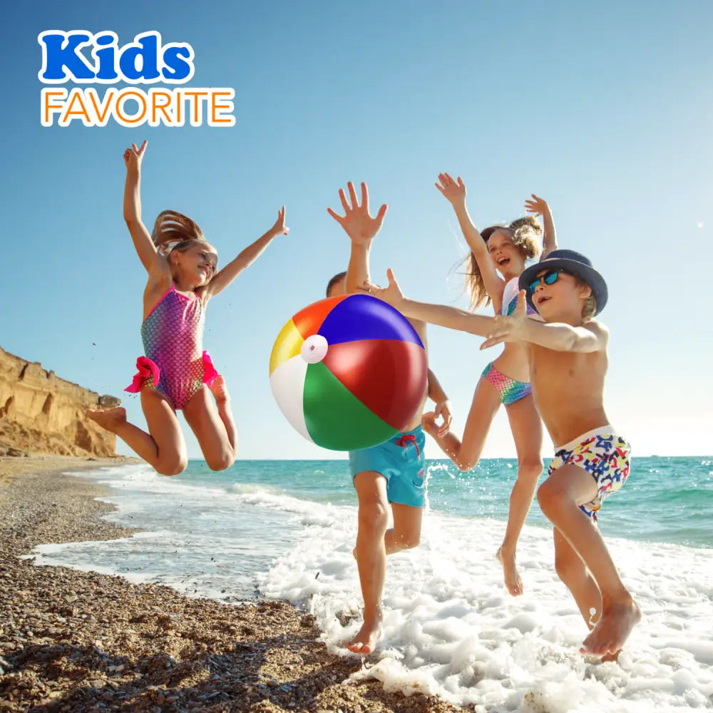 4E’s Novelty 3 Pack Inflatable Beach Balls – 24’’ Classic Rainbow Pool Balls for Swimming Pool Fun - Baby and Kids Toys