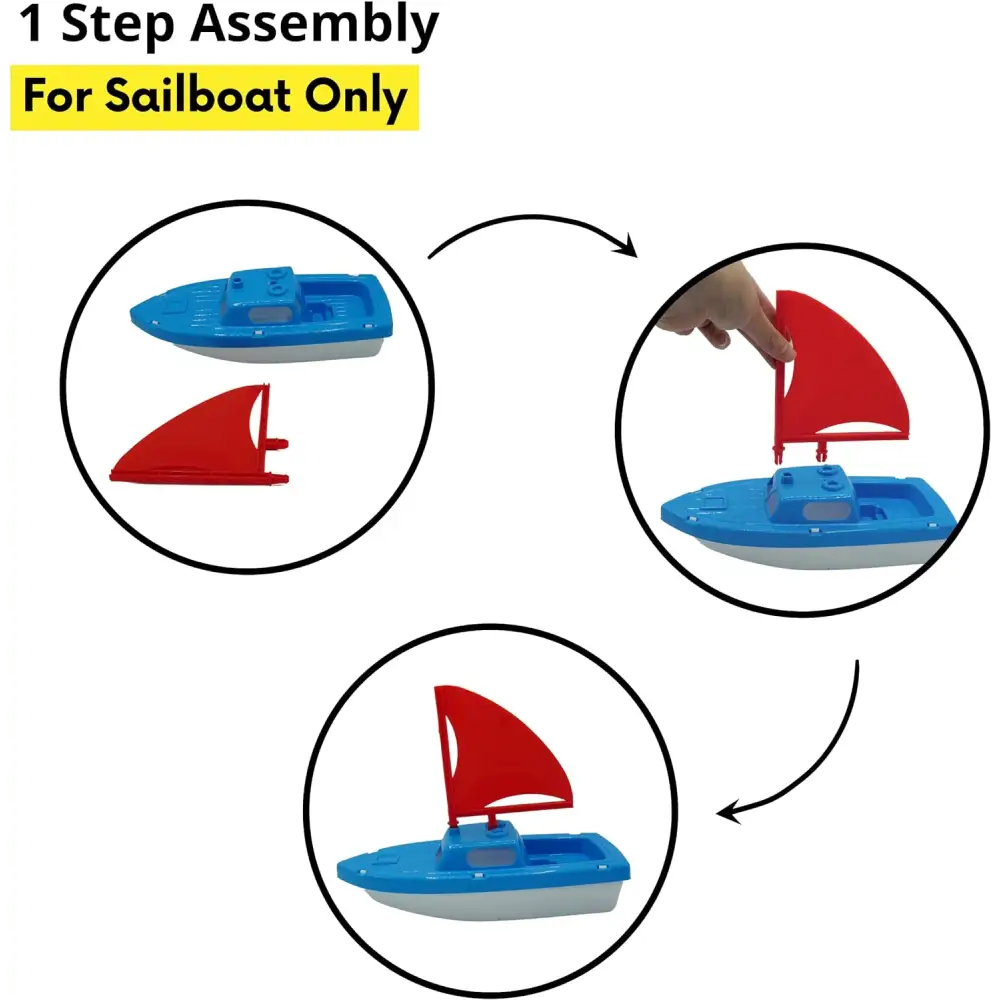 4E’s Novelty 3 Pack Toy Boat Bath Toys – Bath & Pool Toys for Toddlers 10’’ Large Plastic Boats for Water Play