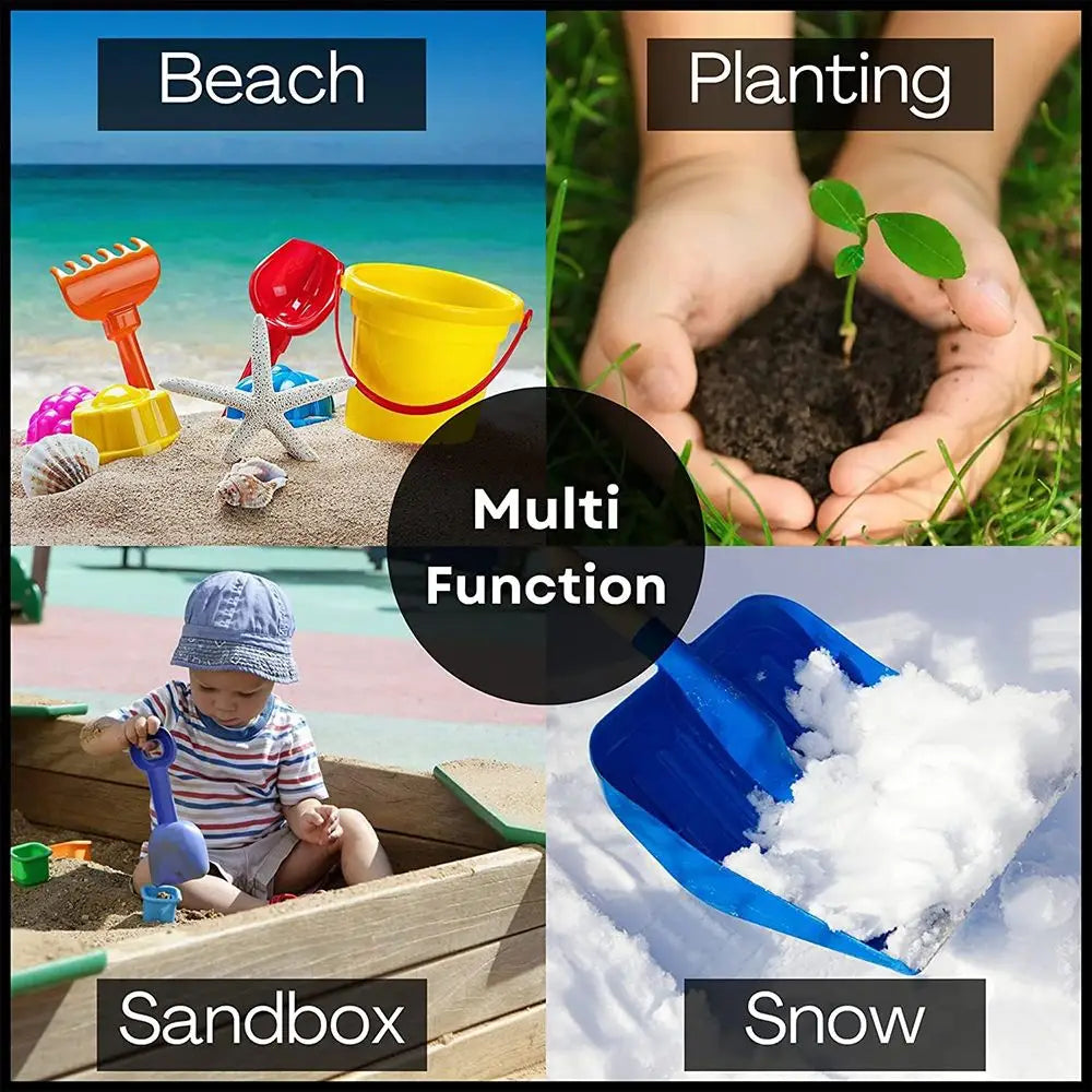 4E's Novelty 3 Pcs Large 15 Inch Beach Shovel Toy Set - Heavy Duty Plastic Sand Shovels for Kids, Ideal for Ages 3-10 and Outdoor Summer Sandbox Play