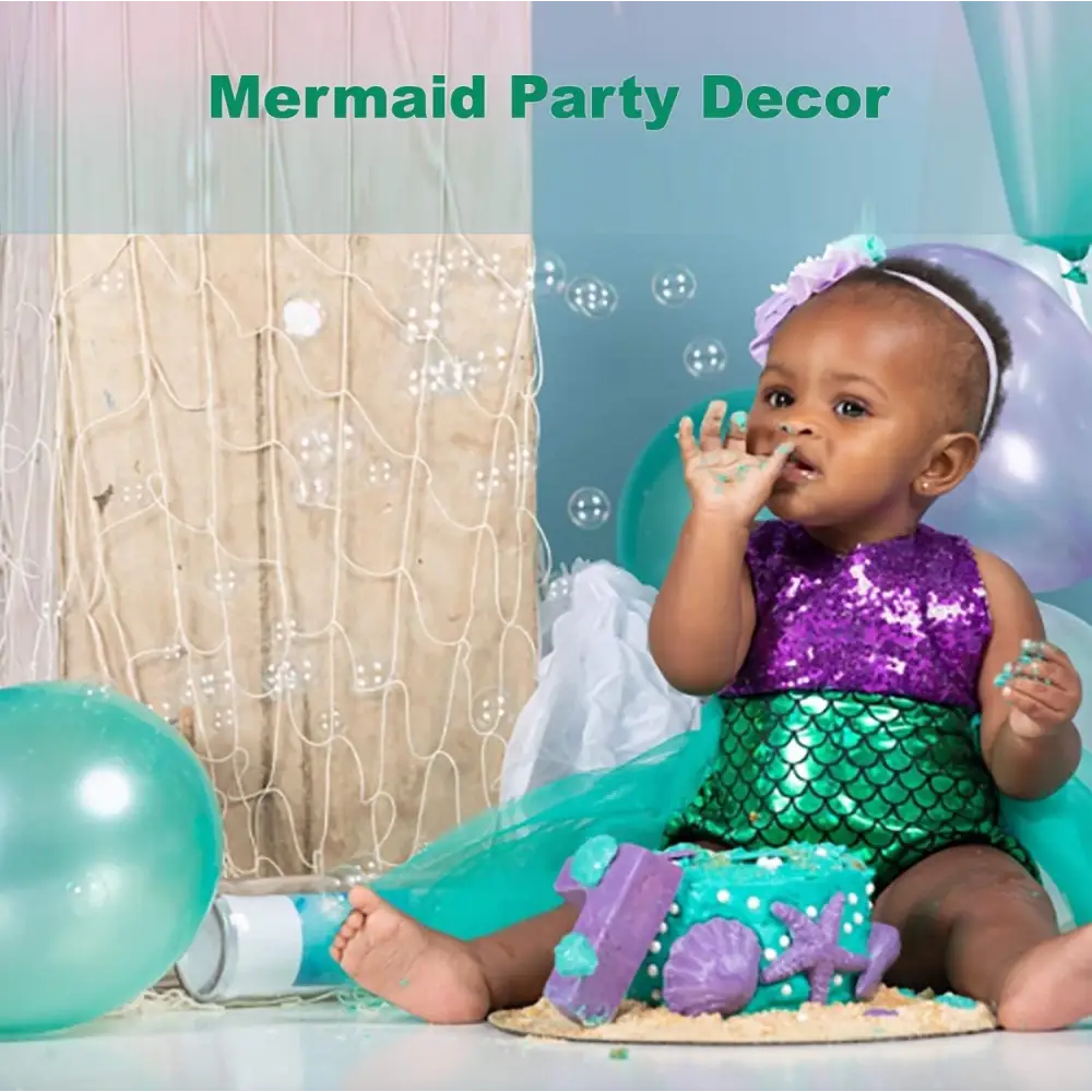 Decorative fishnet for mermaid birthday party or pirate decorations, table cover, beach-themed or coastal decor