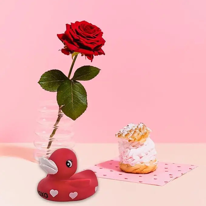 4Eโs Novelty 3 Valentines Rubber Duck โ Red Rubber Ducky with XOXO for Decorations & Gifts