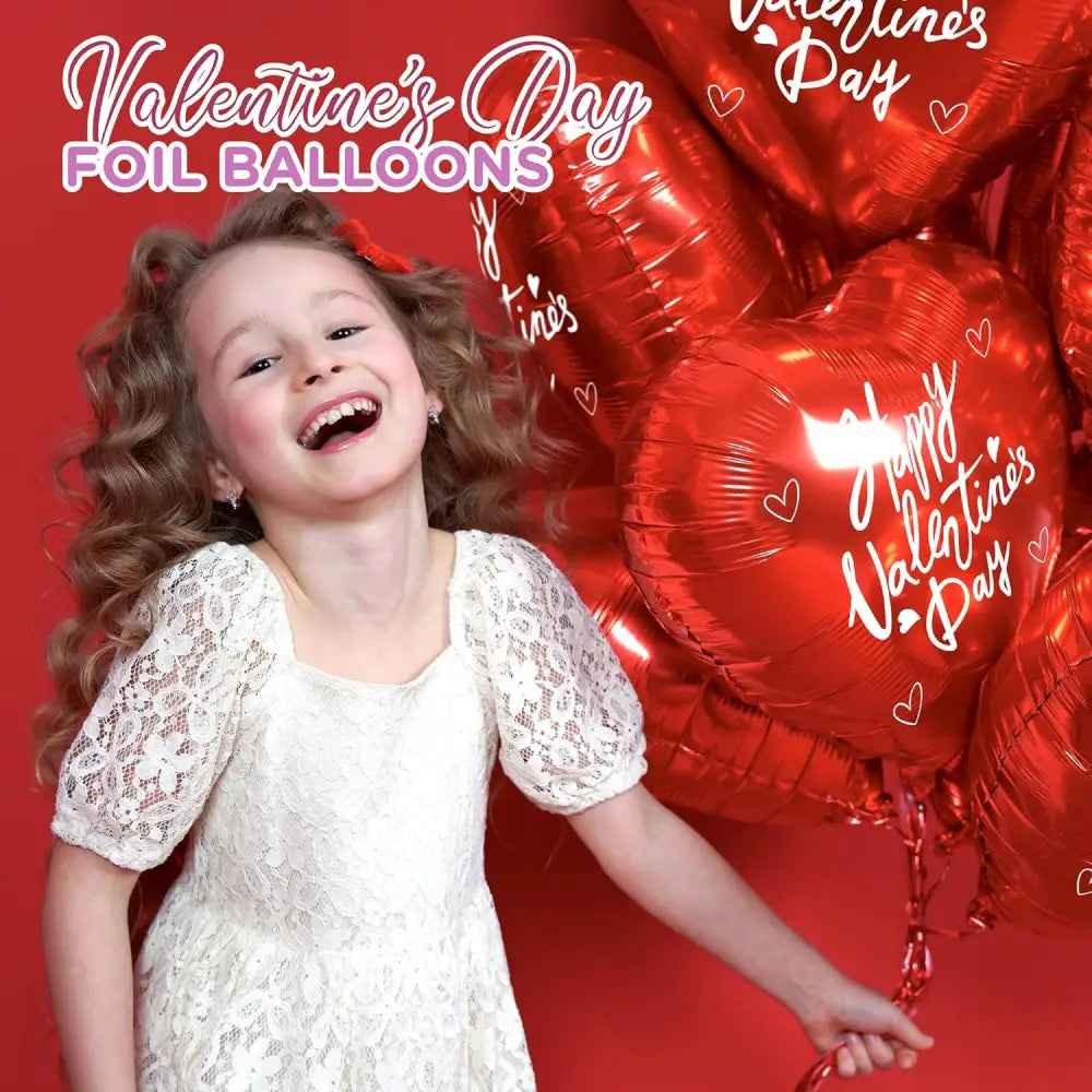 4E’s Novelty 30-Pack 18” Heart Balloons – Bulk Red Foil Balloons for Valentine’s & Event Decor