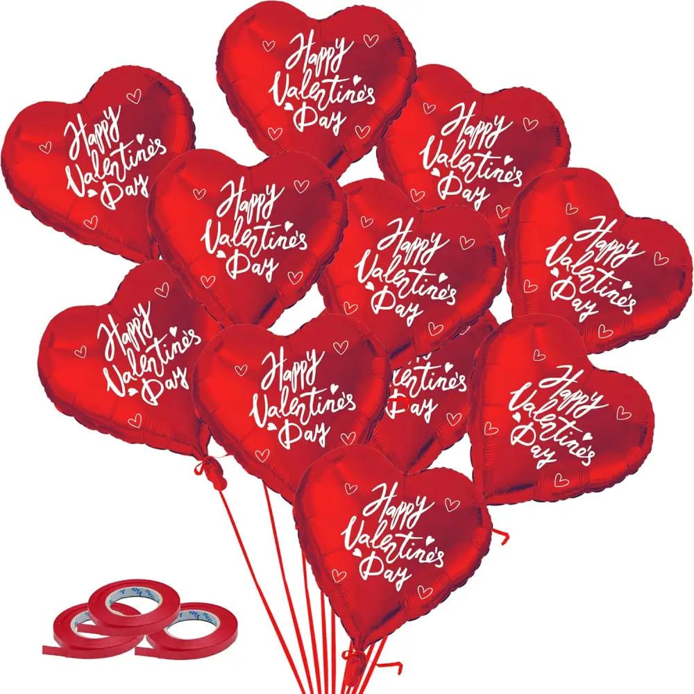 4E’s Novelty 30-Pack 18” Heart Balloons – Bulk Red Foil Balloons for Valentine’s & Event Decor