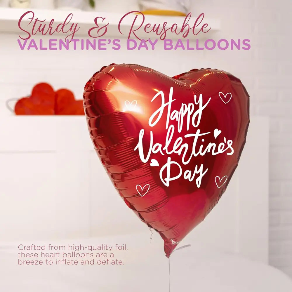 4E’s Novelty 30-Pack 18” Heart Balloons – Bulk Red Foil Balloons for Valentine’s & Event Decor