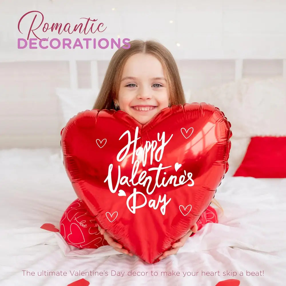 4E’s Novelty 30-Pack 18” Heart Balloons – Bulk Red Foil Balloons for Valentine’s & Event Decor