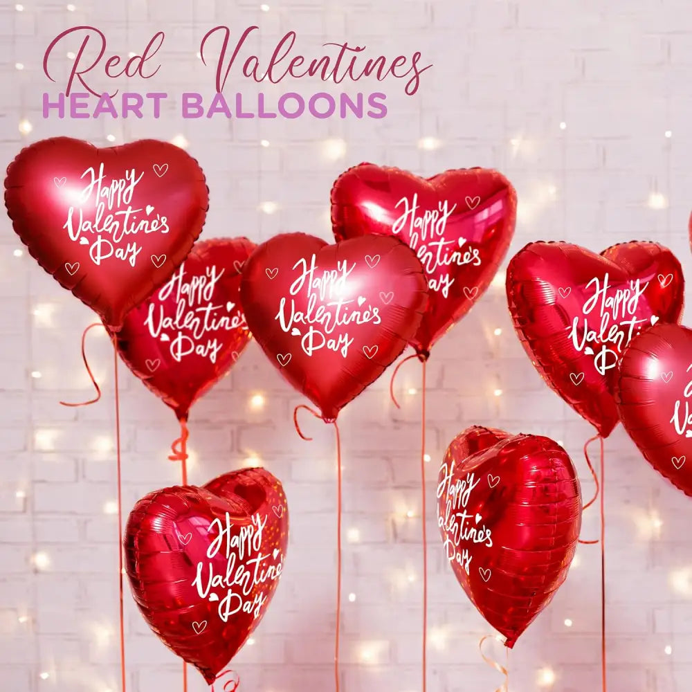 4E’s Novelty 30-Pack 18” Heart Balloons – Bulk Red Foil Balloons for Valentine’s & Event Decor