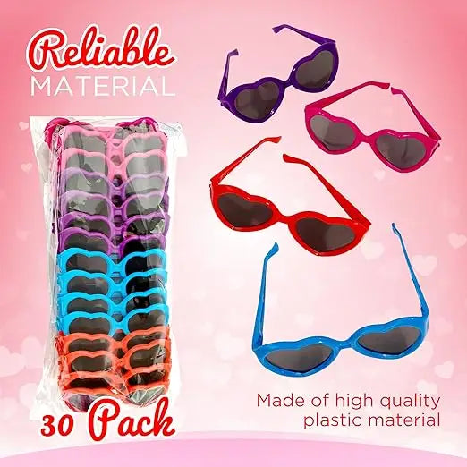 4E’s Novelty 30-Pack Heart Sunglasses for Kids – Fun Party Favors for Valentine’s Classroom