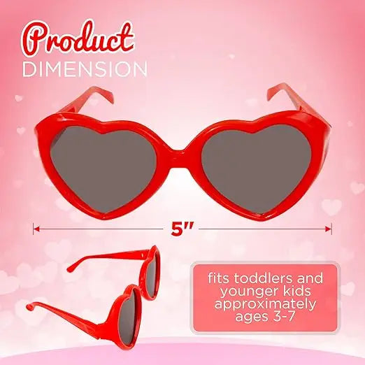 4E’s Novelty 30-Pack Heart Sunglasses for Kids – Fun Party Favors for Valentine’s Classroom