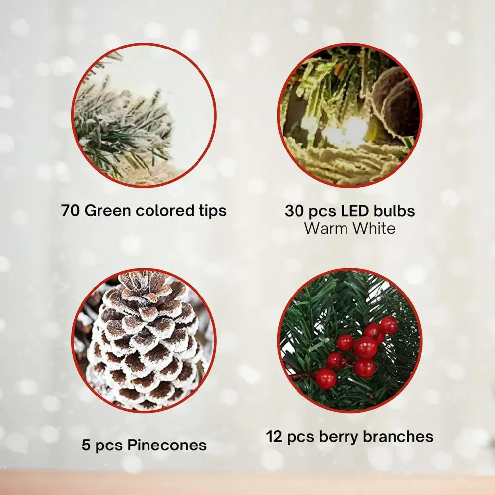 4E’s Novelty 30’’ Prelit Outdoor Mini Christmas Tree – Battery Operated Small Artificial Tree for Porch & Yard Decor