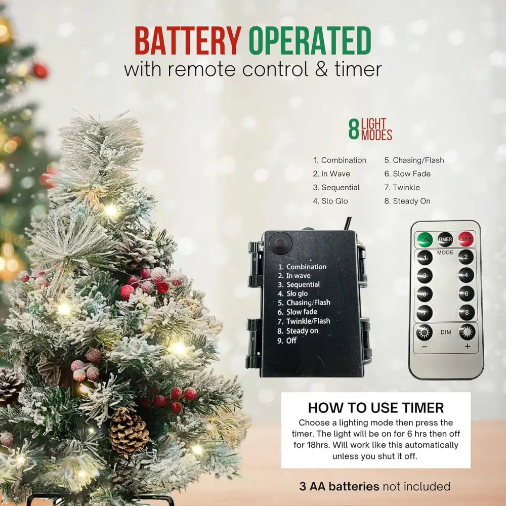 4E’s Novelty 30’’ Prelit Outdoor Mini Christmas Tree – Battery Operated Small Artificial Tree for Porch & Yard Decor