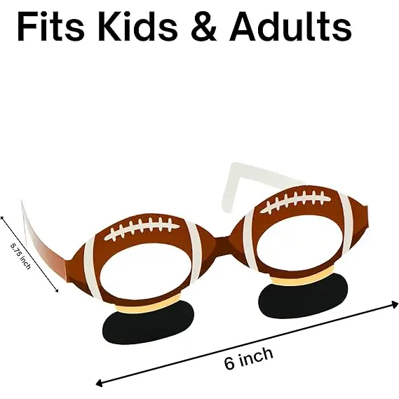 4E’s Novelty 36-Pack Football Party Glasses - Fun Photo Booth Props & Party Favors for Kids 8-12