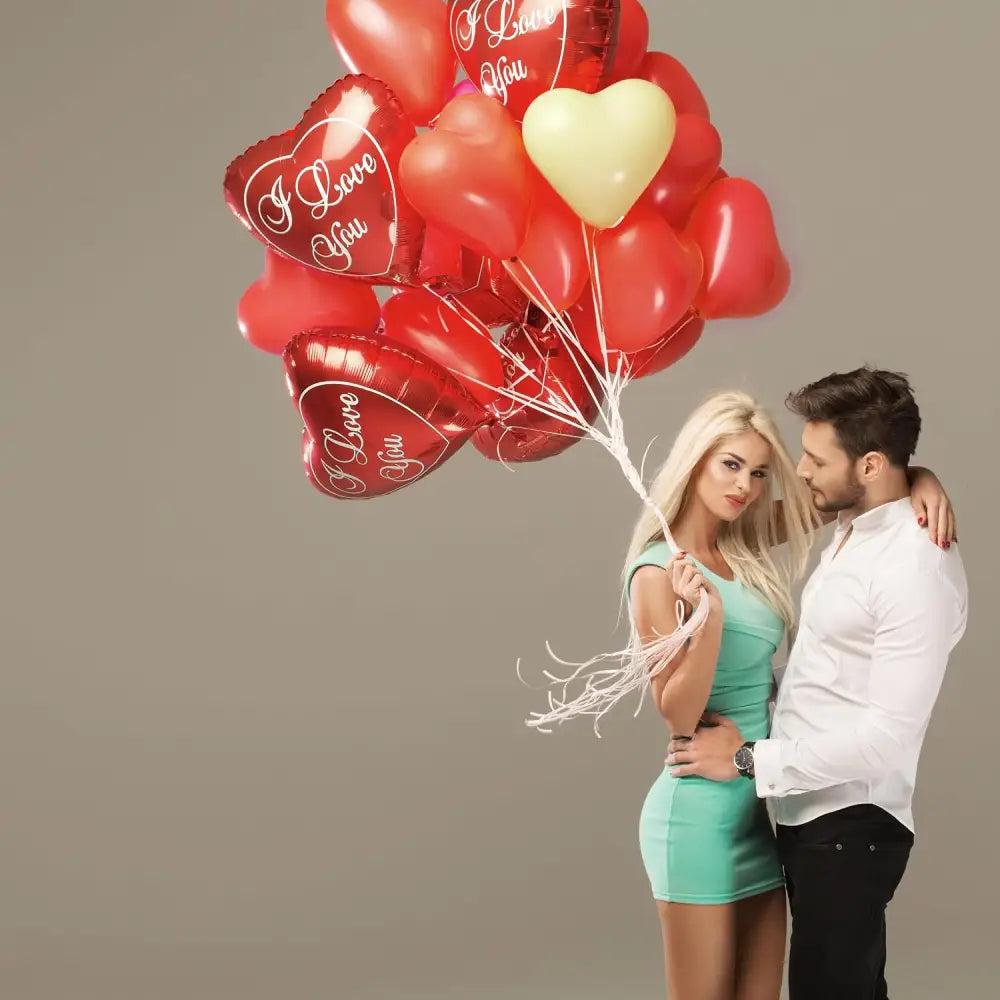 4E’s Novelty 36-Pack Latex Heart Balloons – Red Pink White 10” Balloons for Valentines & Weddings