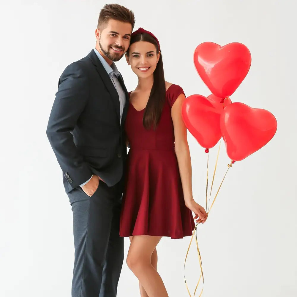 4E’s Novelty 36-Pack Latex Heart Balloons – Red Pink White 10” Balloons for Valentines & Weddings