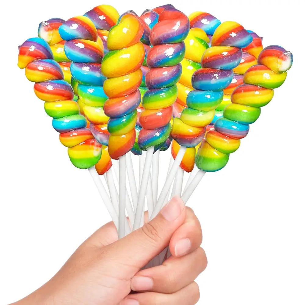 4E’s Novelty 36 Pack Rainbow Twist Lollipops – Individually Wrapped Mixed Fruit Candy