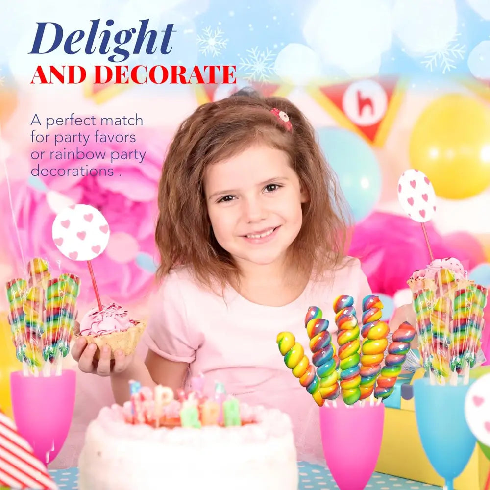 4E’s Novelty 36 Pack Rainbow Twist Lollipops – Individually Wrapped Mixed Fruit Candy