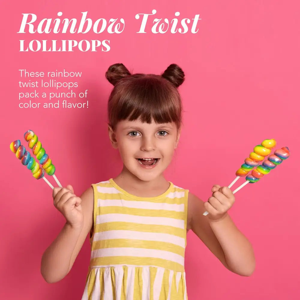 4E’s Novelty 36 Pack Rainbow Twist Lollipops – Individually Wrapped Mixed Fruit Candy