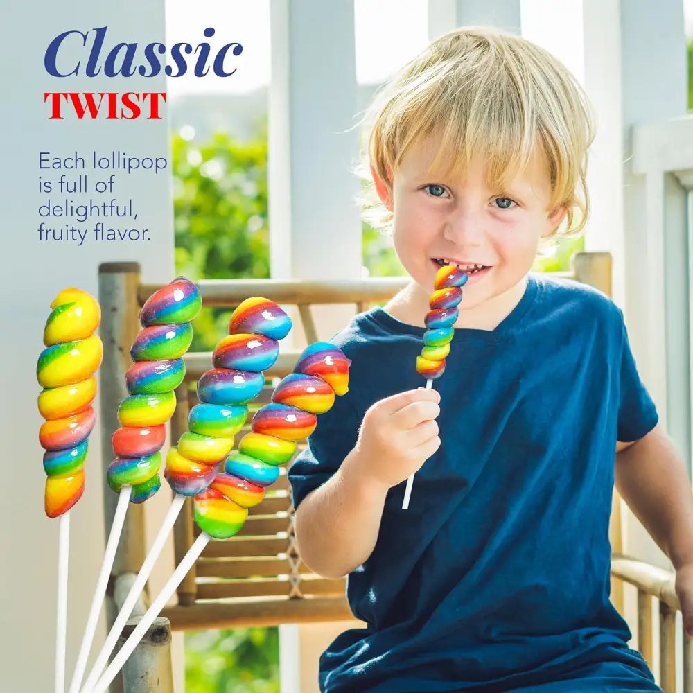 4E’s Novelty 36 Pack Rainbow Twist Lollipops – Individually Wrapped Mixed Fruit Candy