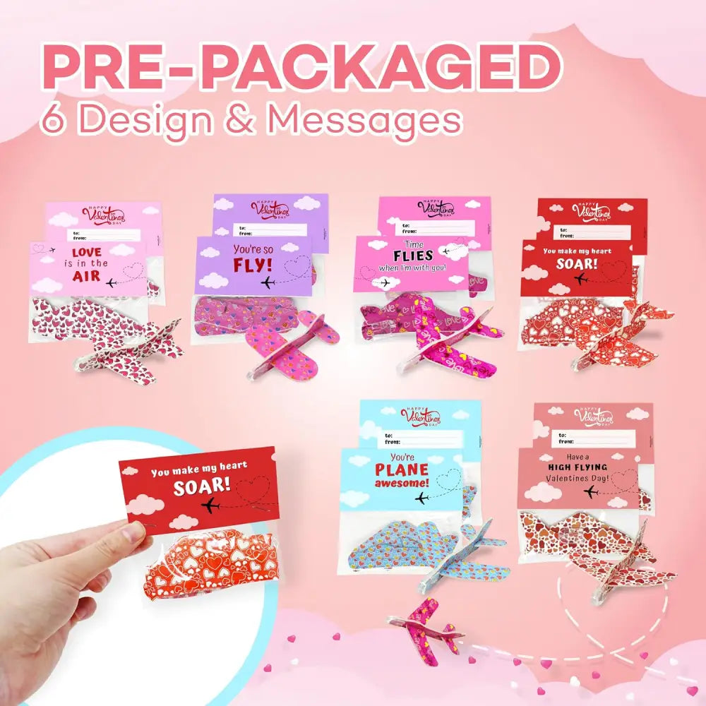 4E’s Novelty 36-Pack Valentine Cards with Foam Airplanes – Fun Classroom Exchange Party Favors