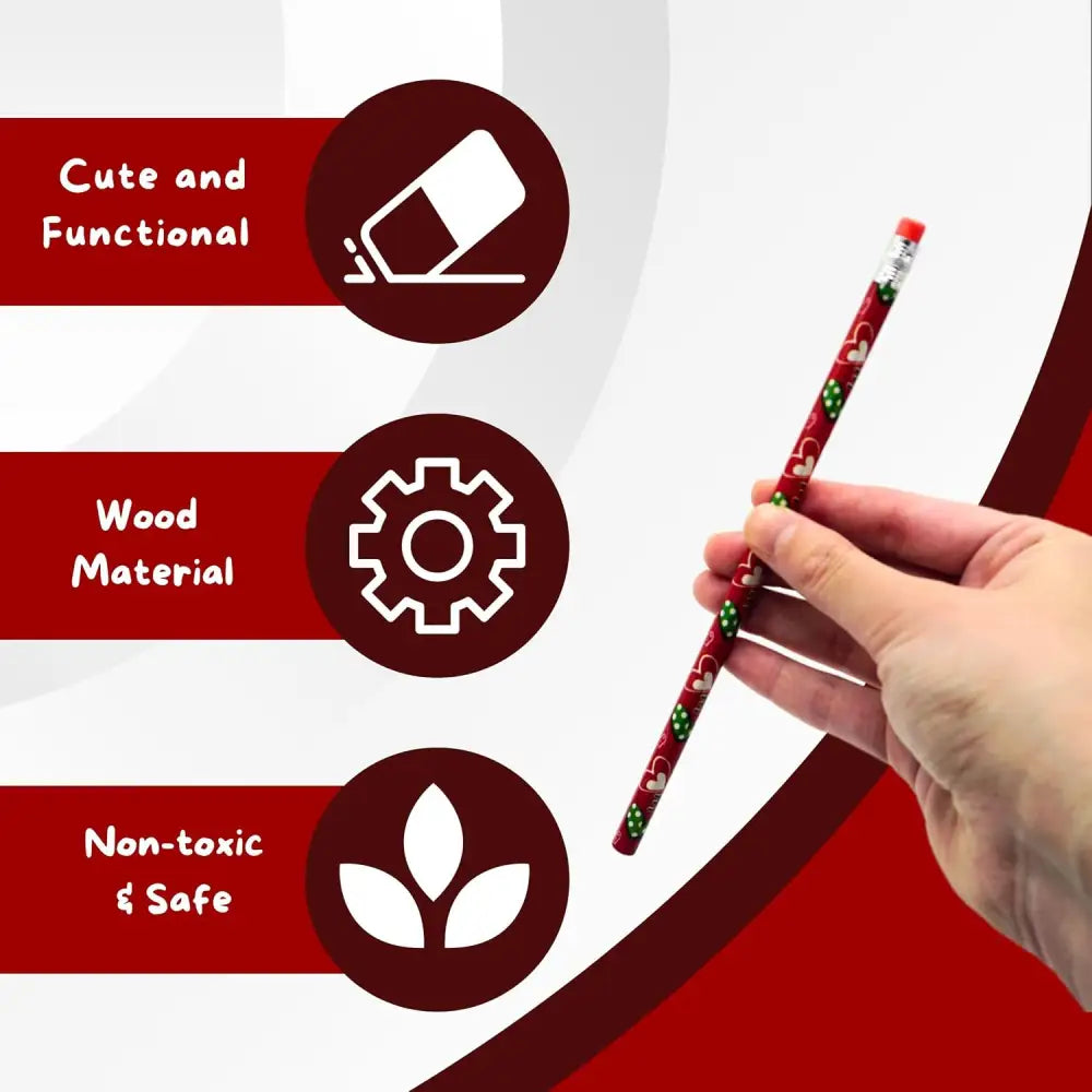 4E’s Novelty 36-Pack Valentine Pencils with Erasers – Heart-Themed Classroom Party Favors