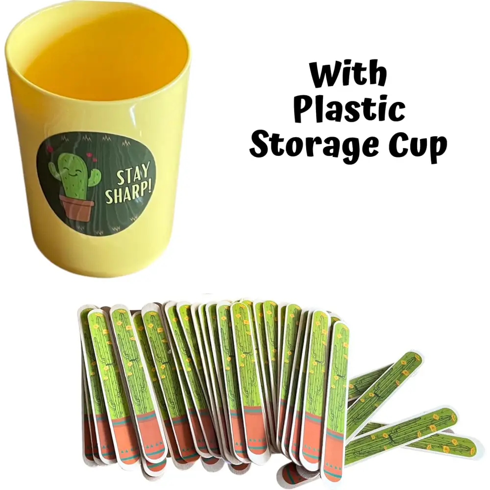 4E’s Novelty 36 pcs Cactus Flip Sticks with Storage Cup Flip Name Sticks Student Grouping Stick Classroom Teacher