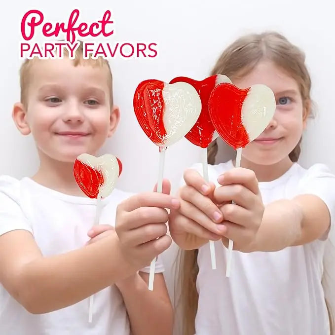 4E’s Novelty 38 Pack Heart Shaped Lollipops – Strawberry N Cream Flavored Individually Wrapped Valentine’s Day Candy