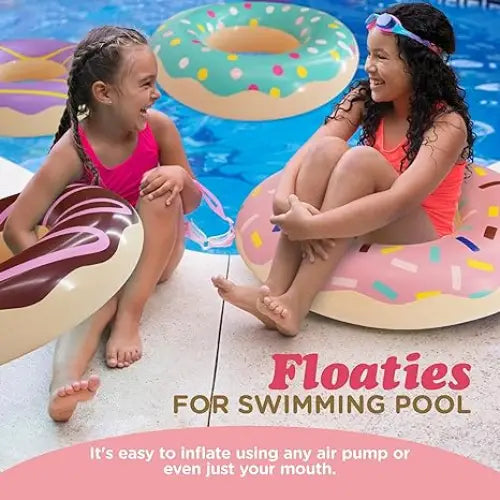 4E’s Novelty 4 Pack 30’’ Donut Pool Floats – Kids & Adults Summer Fun