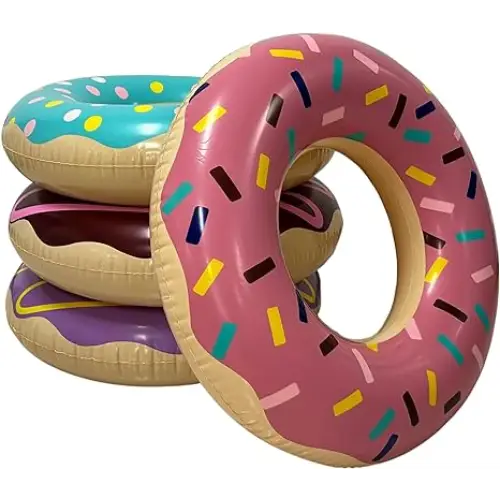 4E’s Novelty 4 Pack 30’’ Donut Pool Floats – Kids & Adults Summer Fun