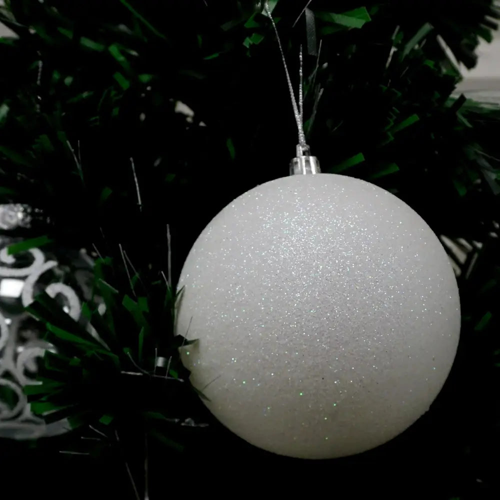 4E’s Novelty 4 Pack 4’’ Snowball Ornaments - Iridescent shatterproof Christmas decor for white holiday themes tree