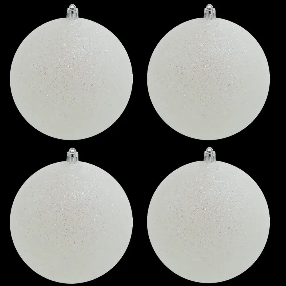 4E’s Novelty 4 Pack 4’’ Snowball Ornaments - Iridescent shatterproof Christmas decor for white holiday themes tree