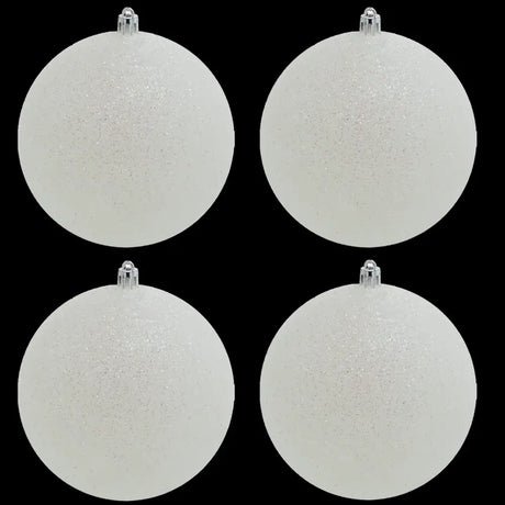 4E’s Novelty 4 Pack 4’’ Snowball Ornaments - Iridescent shatterproof Christmas decor for white holiday themes tree