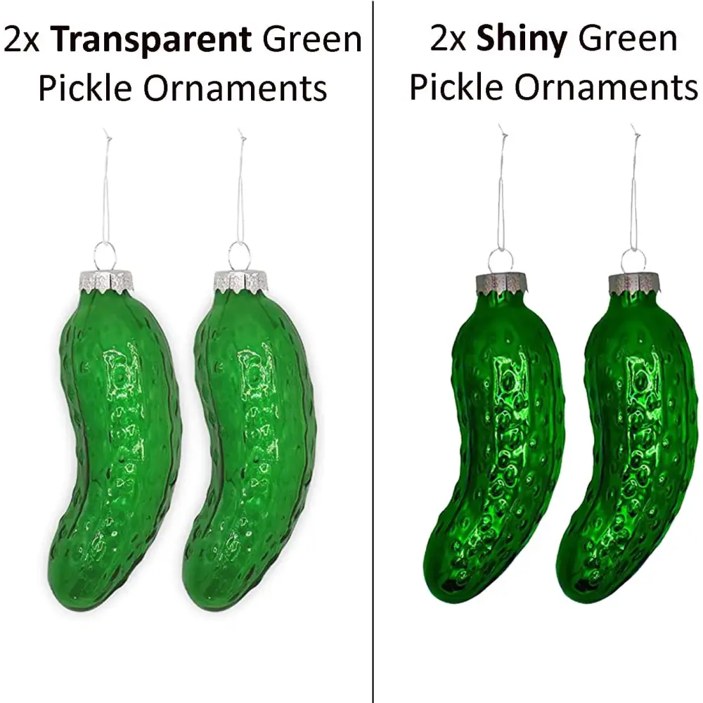 4E’s Novelty 4 Pack Blown Glass Pickle Ornament for Christmas Tree - 4” Christmas Pickle for Traditional German