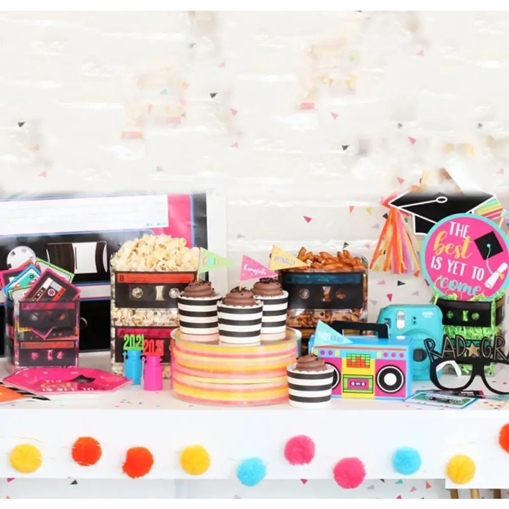 Cassette Tape Bucket Centerpiece (4 Pack) - Retro 80s and 90s Party Supplies for Adults & Kids