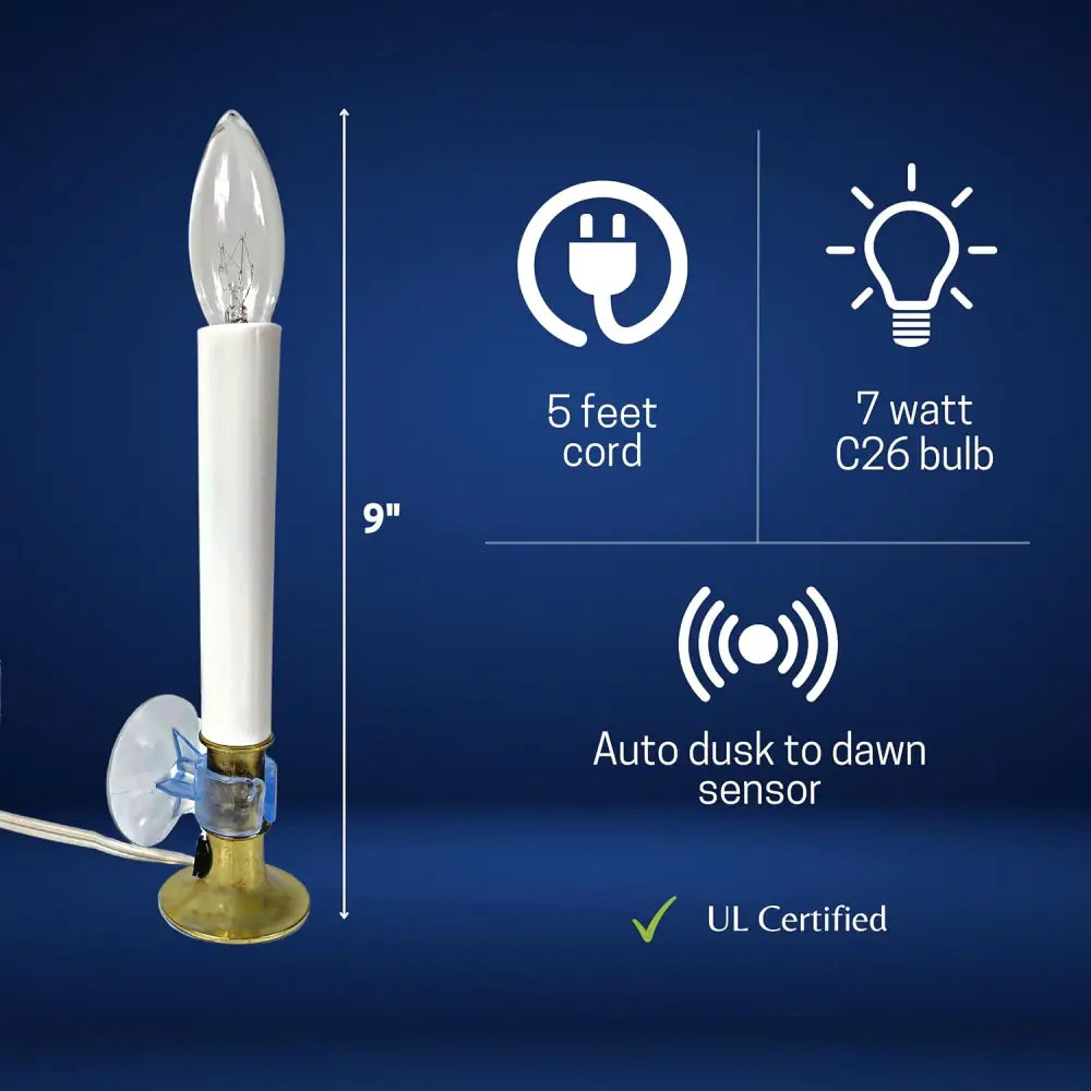 4E’s Novelty 4 Pack Dusk to Dawn Electric Window Candles – Plug-in Auto Sensor Brass Base