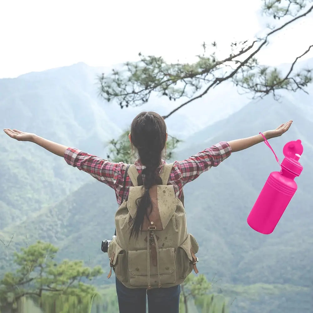 4E’s Novelty 4 Pack Kids Water Bottles – 18oz BPA-Free Reusable with Strap