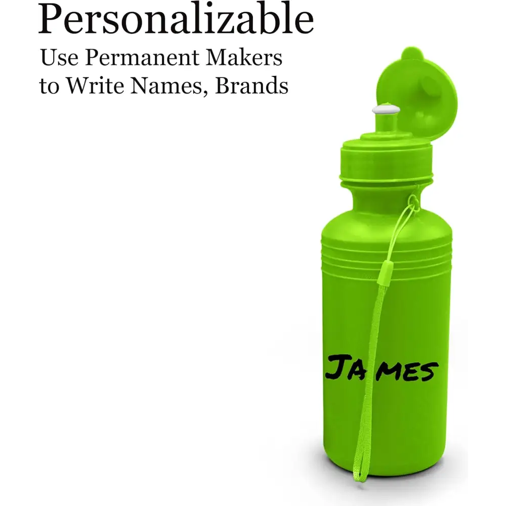 4E’s Novelty 4 Pack Kids Water Bottles – 18oz BPA-Free Reusable with Strap