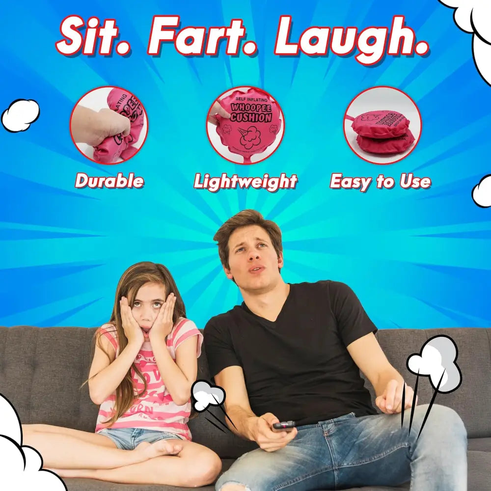 4Eโs Novelty 4-Pack Large Self-Inflating Whoopee Cushions Pillows - Inflatable Party Decorations