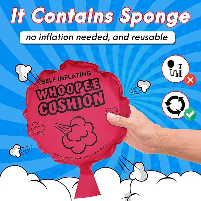 4Eโs Novelty 4-Pack Large Self-Inflating Whoopee Cushions Pillows - Inflatable Party Decorations