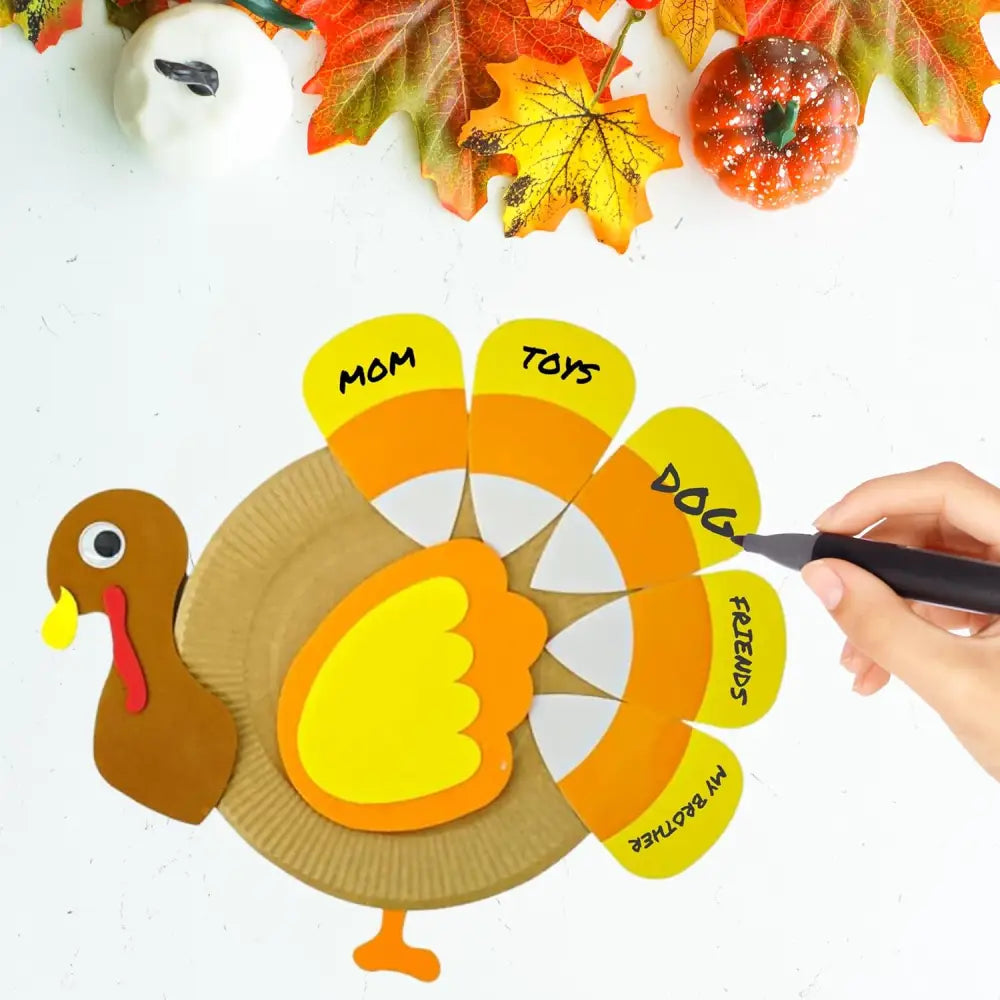 4E’s Novelty 4 Pack Turkey Plate Craft for Kids - Fall Thanksgiving Arts and Crafts for Kids Ages 3-12 Fun DIY