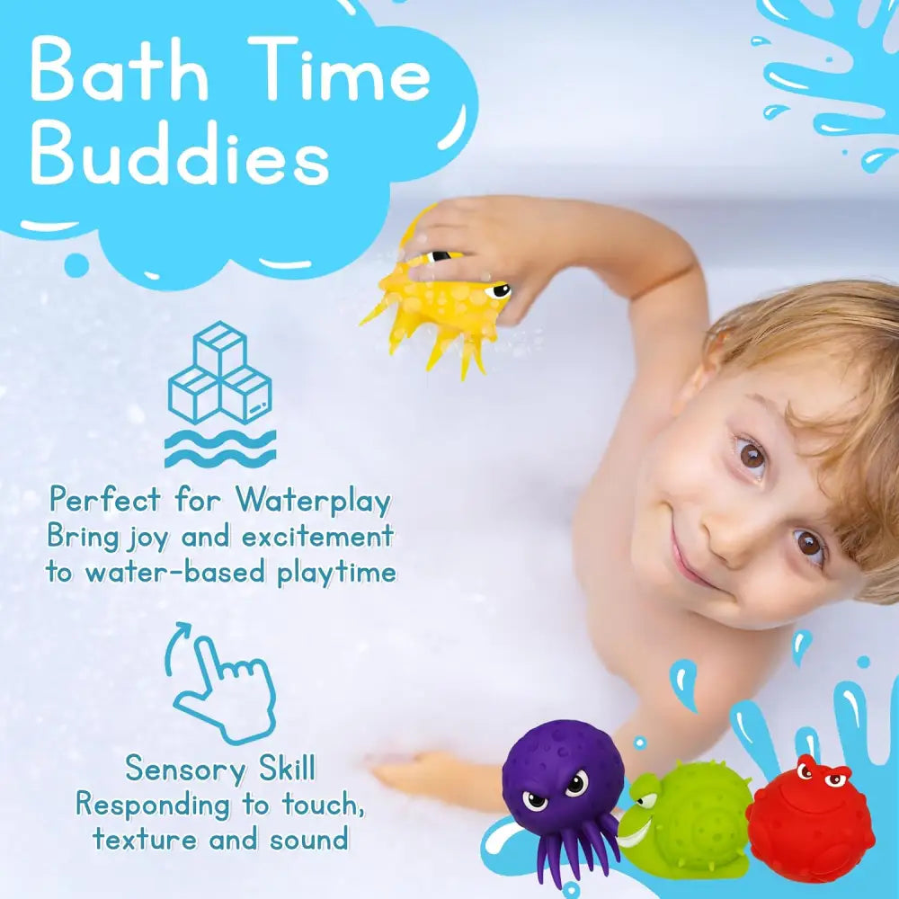 4E’s Novelty 4 Packs Sea Animal Water Balls Sensory Octopus Squishy Pool Toys for Kids ages 3-5