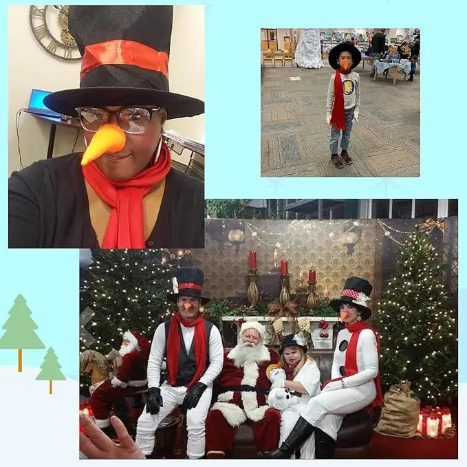 4E’s Novelty 4-Piece Snowman Costume Kit – Top Hat Shawl Gloves & Carrot Nose