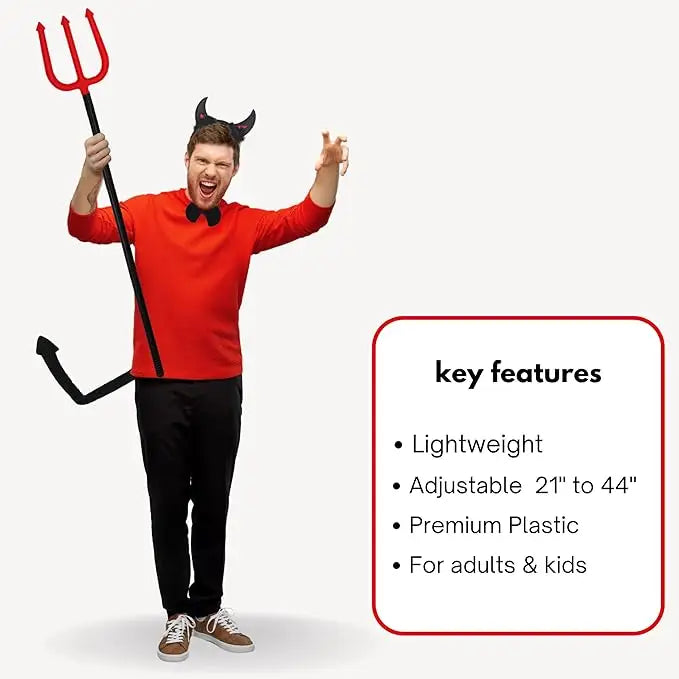 4E’s Novelty 44’’ Devil Pitchfork Costume Accessories for Women Adult & Kids Collapsible Plastic Red Devil Pitchfork