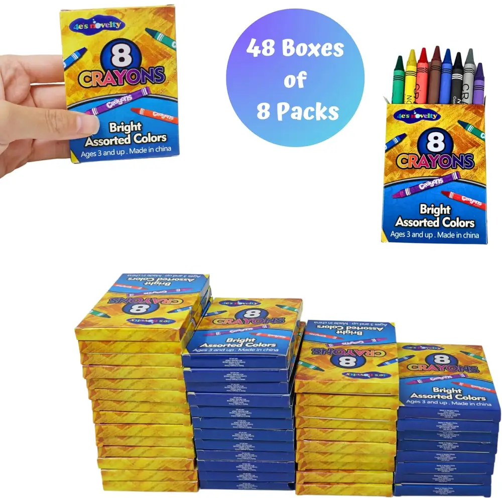 4E’s Novelty 48 Boxes of 8-Pack Crayons - Bulk Non-Toxic - Arts & Crafts