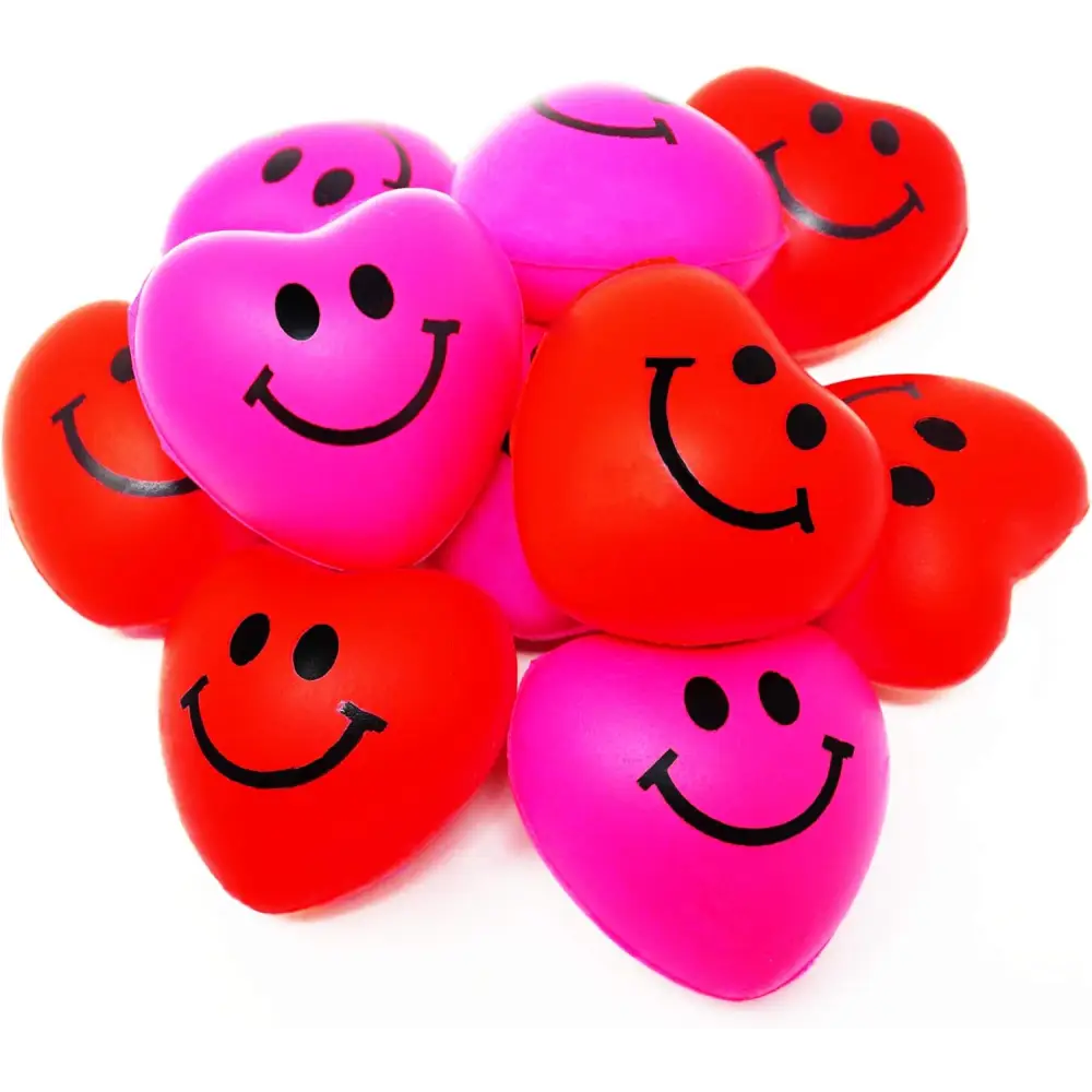 4E’s Novelty 48-Pack Heart Stress Balls – 1.5” Mini Valentine Stress Hearts for Kids & Adults