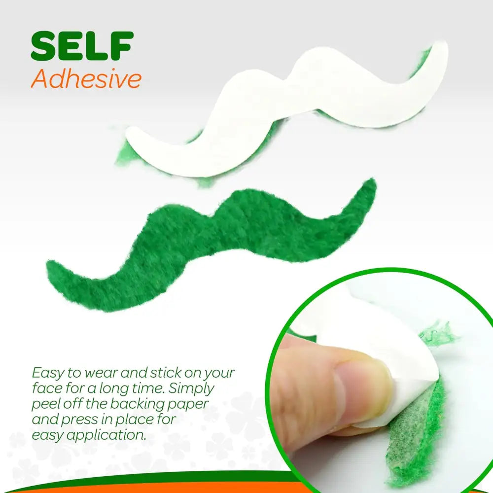 4E’s Novelty 48-Pack St. Patrick’s Day Mustache Set – Fun Green & Orange Self-Adhesive Accessories