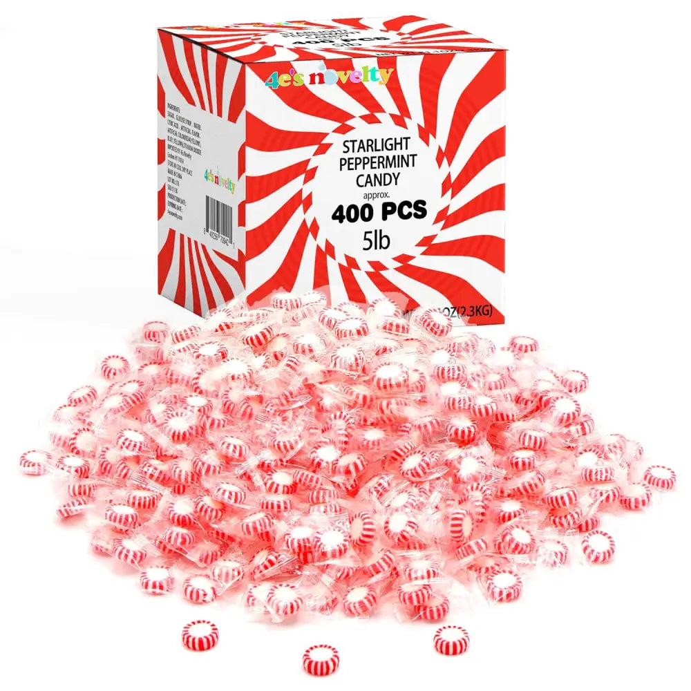 4E’s Novelty 5 Lbs Individually Wrapped Peppermint Candy – Refreshing Holiday Mints Bulk