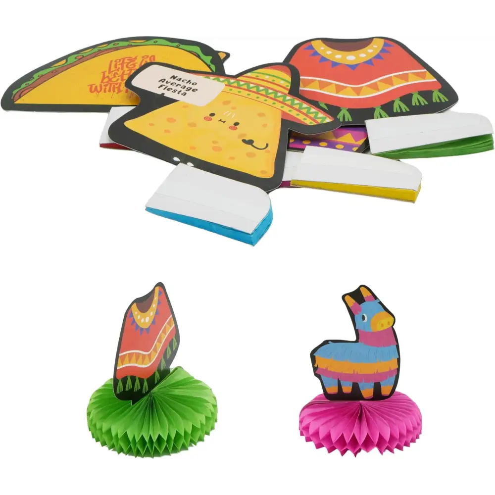 4E’s Novelty 5 Pack Cinco de Mayo Honeycomb Centerpiece – Fiesta Party Decorations for Taco Tuesday Birthdays & Mexican