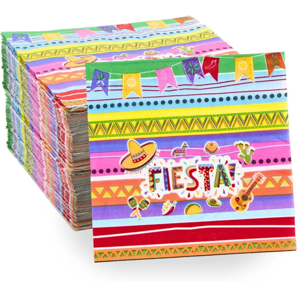4E’s Novelty 50 Pack Cinco De Mayo Fiesta Napkins – Perfect Party Decorations & Supplies