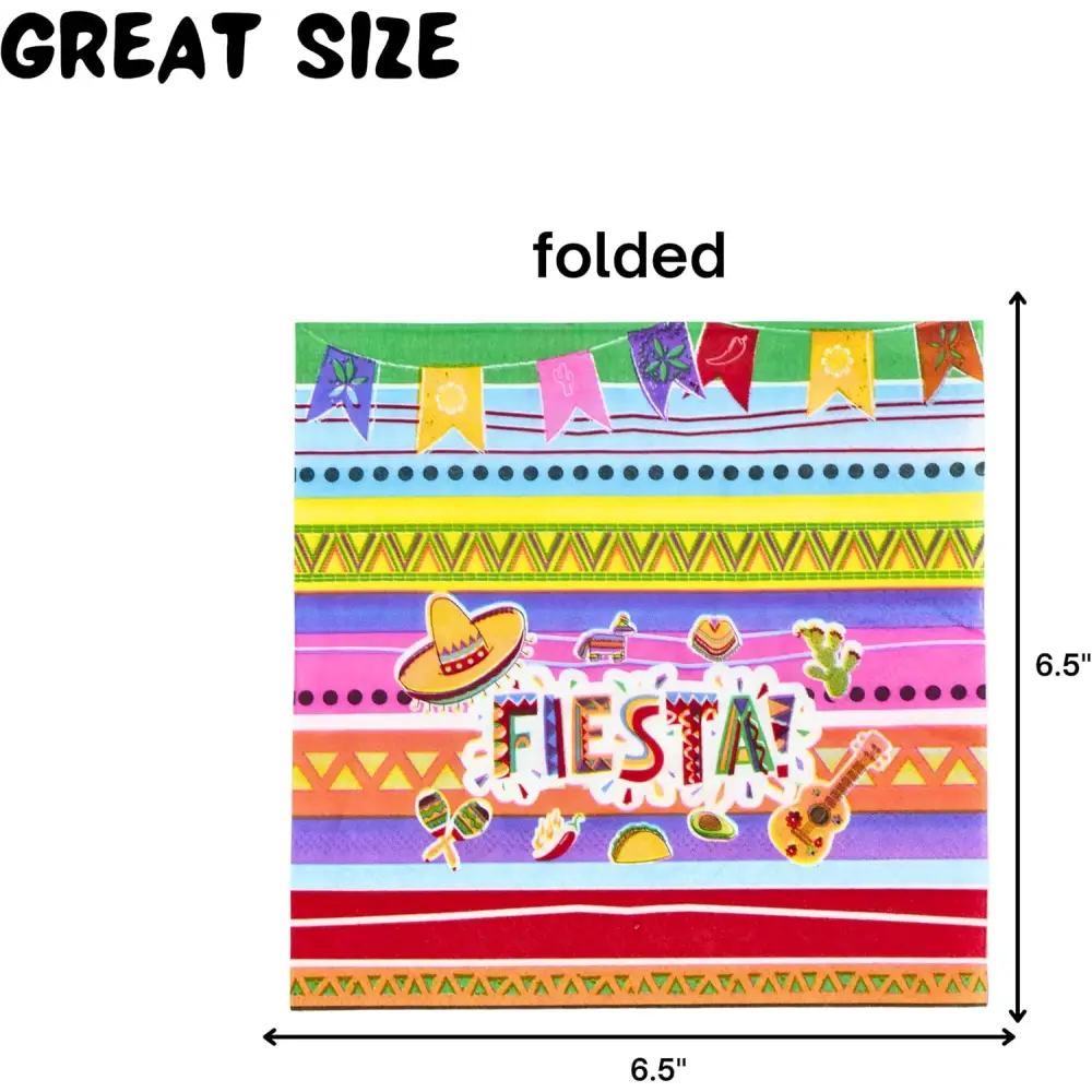 4E’s Novelty 50 Pack Cinco De Mayo Fiesta Napkins – Perfect Party Decorations & Supplies