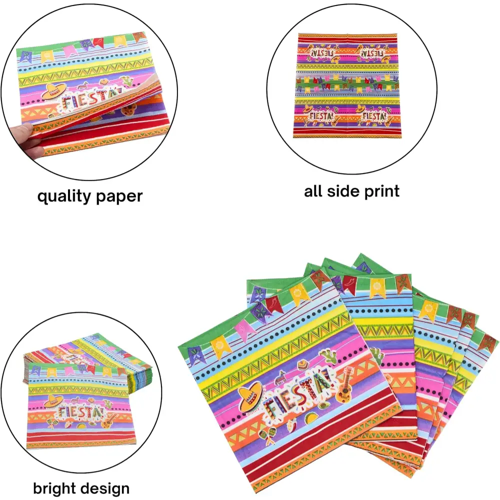 4E’s Novelty 50 Pack Cinco De Mayo Fiesta Napkins – Perfect Party Decorations & Supplies